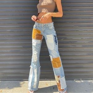 Revice Denim Low Rise Patchwork Jeans